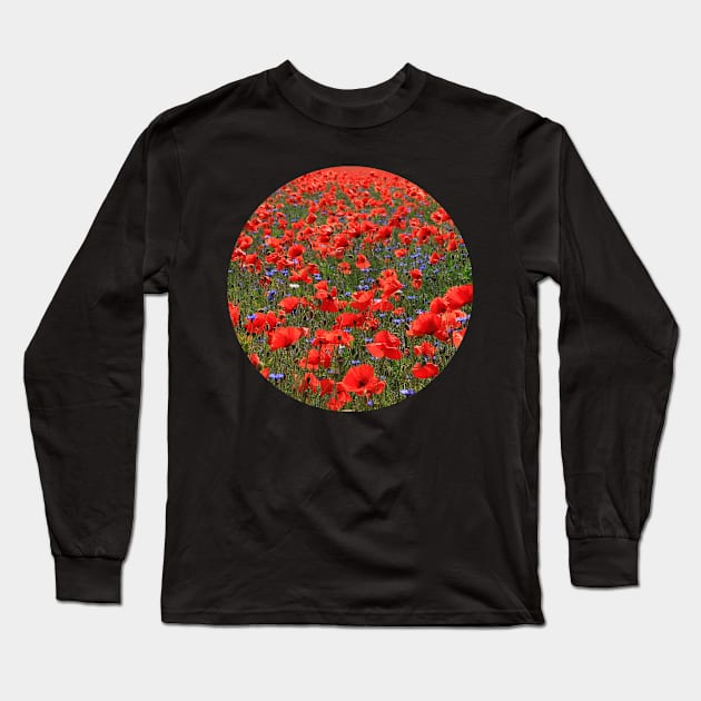 A Meadow of Red Poppies Long Sleeve T-Shirt by KaSaPo